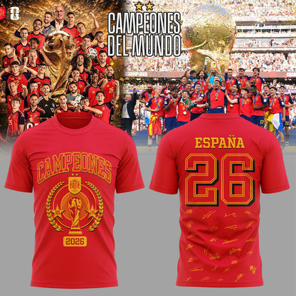 Spain World Cup Champions 2026 Red V2 Shirt