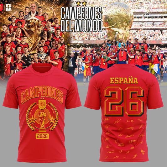 Spain World Cup Champions 2026 Red V2 Shirt
