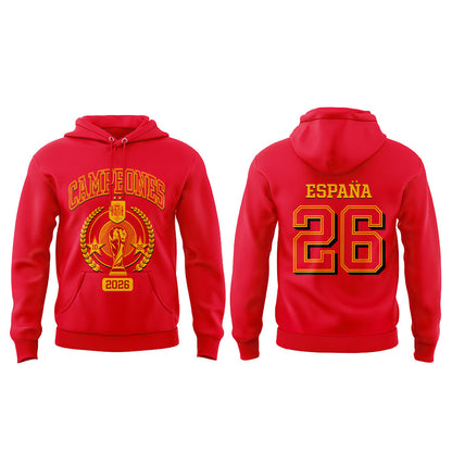 Spain World Cup Champions 2026 Red Hoodie