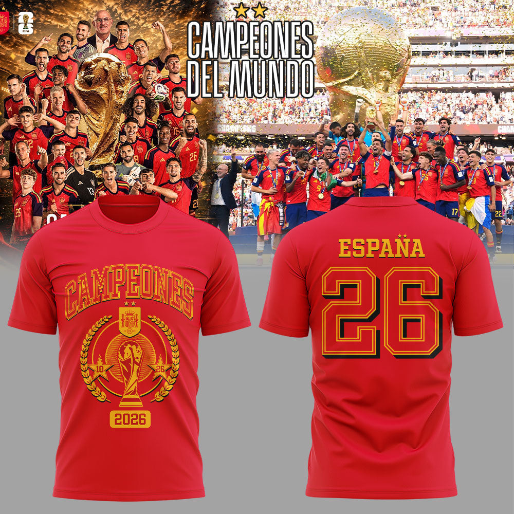 Spain World Cup Champions 2026 Red Shirt