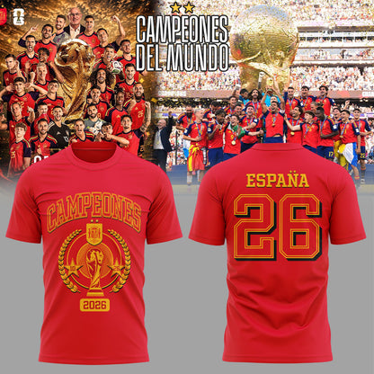 Spain World Cup Champions 2026 Red Shirt