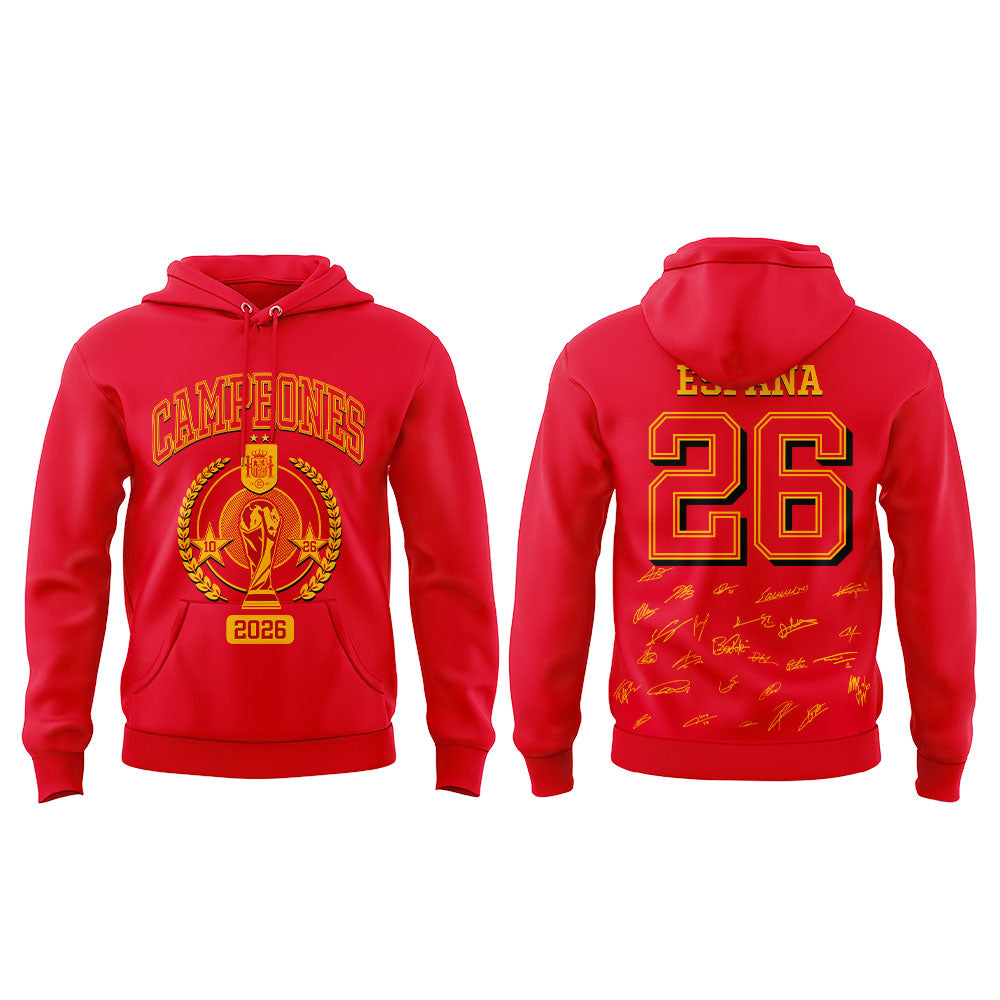 Spain World Cup Champions 2026 Red V2 Hoodie