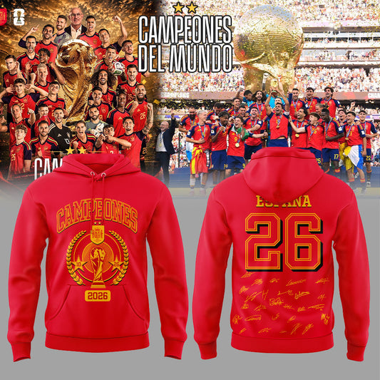 Spain World Cup Champions 2026 Red V2 Hoodie