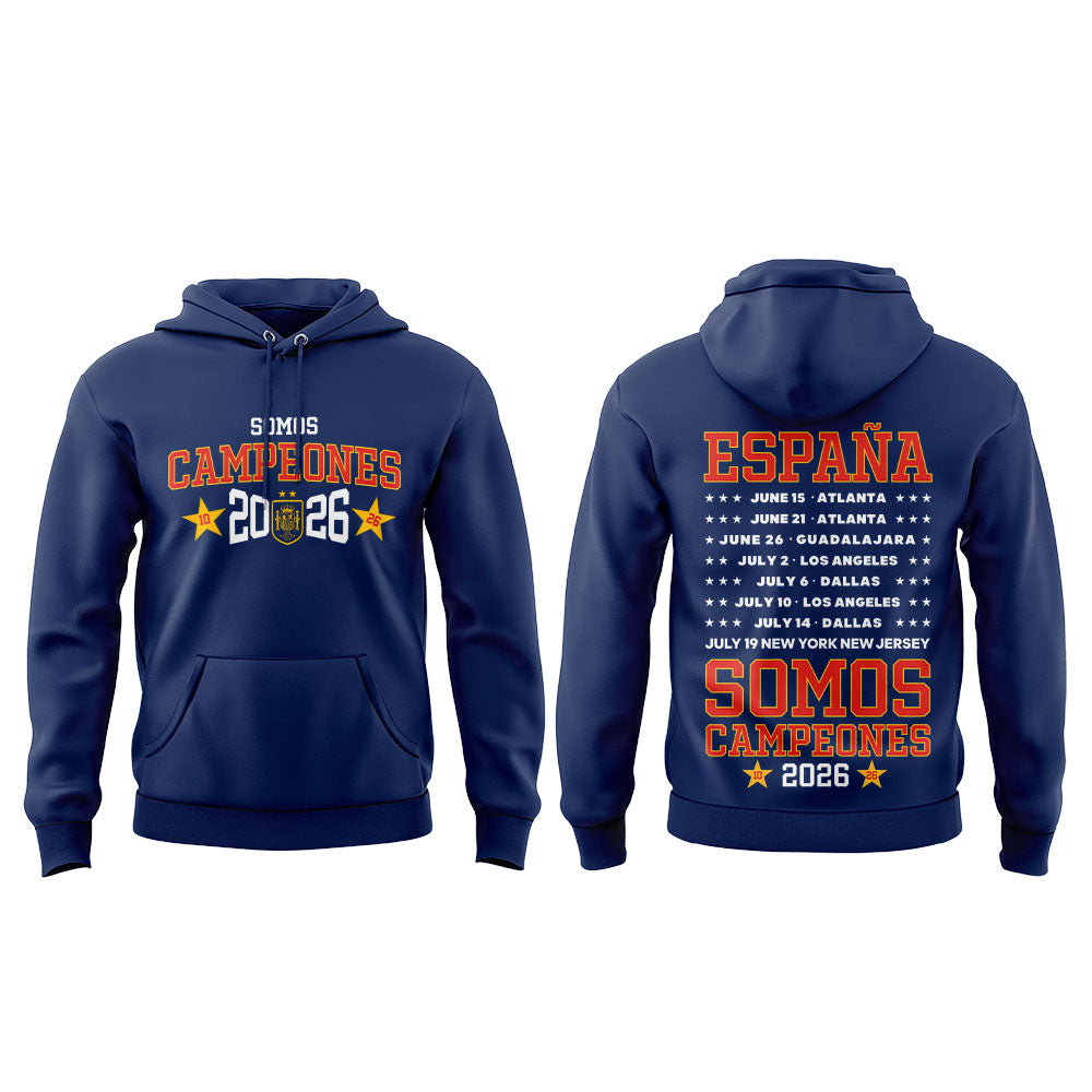 Spain World Cup Champions 2026 Blue Hoodie