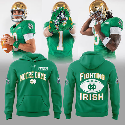 .          The Notre Dame Fighting Irish team wears green kits made from twill fabric. Hoodie V2