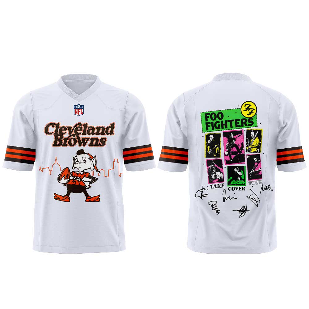 .              Foo Fighters TAKE COVER TOUR 2026 x Cleveland Browns Football Jersey