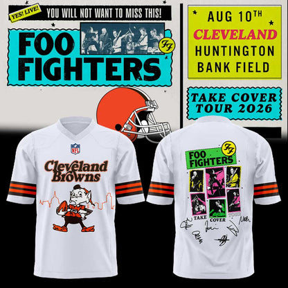 .              Foo Fighters TAKE COVER TOUR 2026 x Cleveland Browns Football Jersey