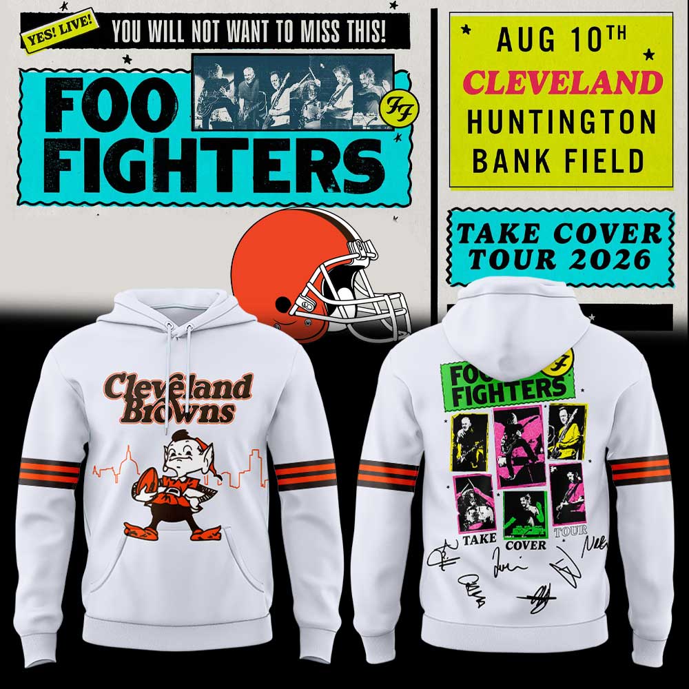 .              Foo Fighters TAKE COVER TOUR 2026 x Cleveland Browns Hoodie