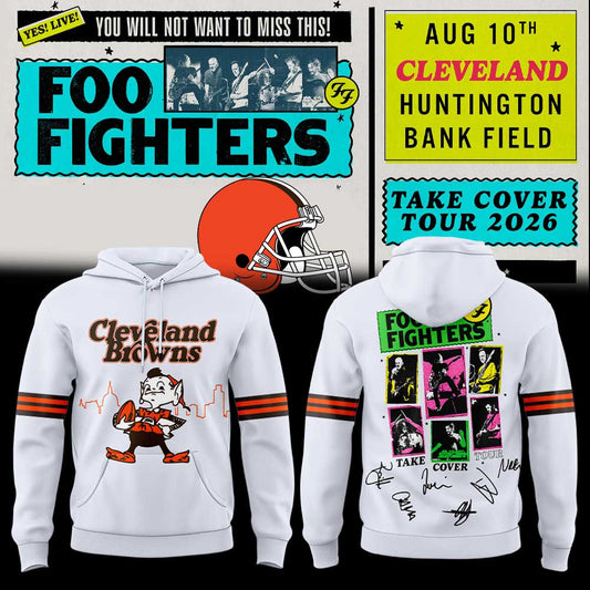 .              Foo Fighters TAKE COVER TOUR 2026 x Cleveland Browns Hoodie