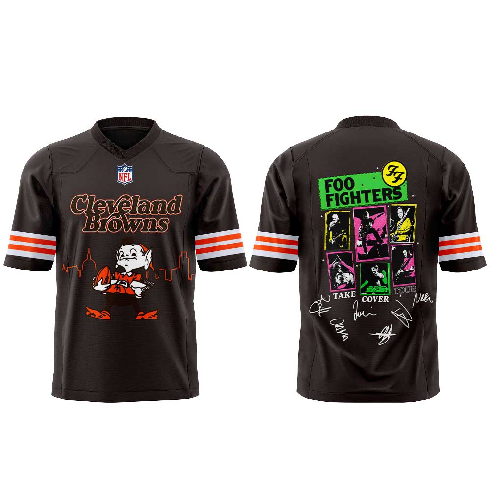 .              Foo Fighters TAKE COVER TOUR 2026 x Cleveland Browns Football Jersey V2