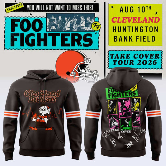 .              Foo Fighters TAKE COVER TOUR 2026 x Cleveland Browns Hoodie V2