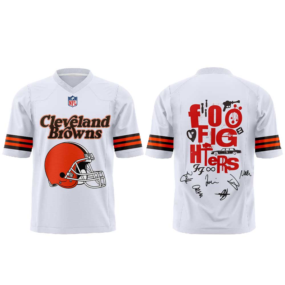 .              Foo Fighters TAKE COVER TOUR 2026 x Cleveland Browns Football Jersey V3