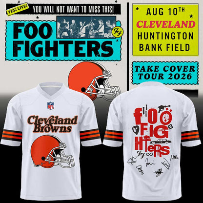 .              Foo Fighters TAKE COVER TOUR 2026 x Cleveland Browns Football Jersey V3