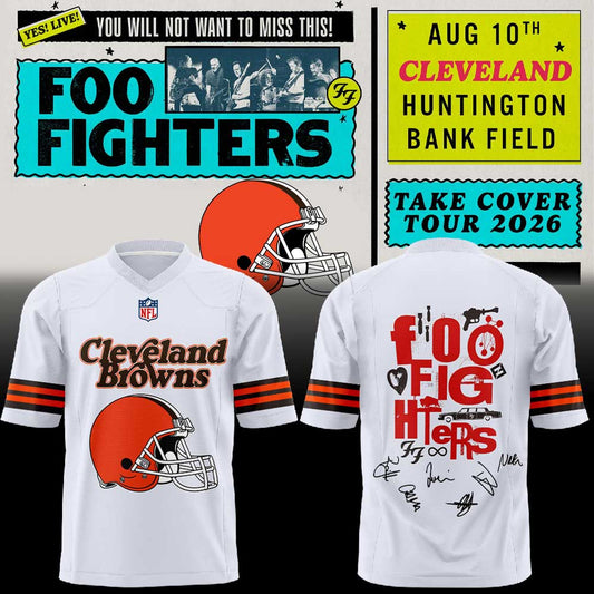 .              Foo Fighters TAKE COVER TOUR 2026 x Cleveland Browns Football Jersey V3