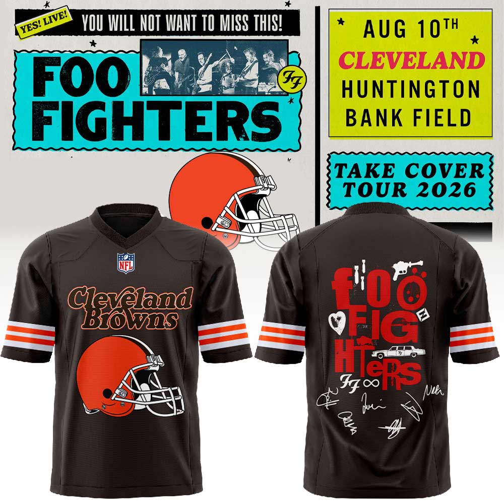 .              Foo Fighters TAKE COVER TOUR 2026 x Cleveland Browns Football Jersey V4