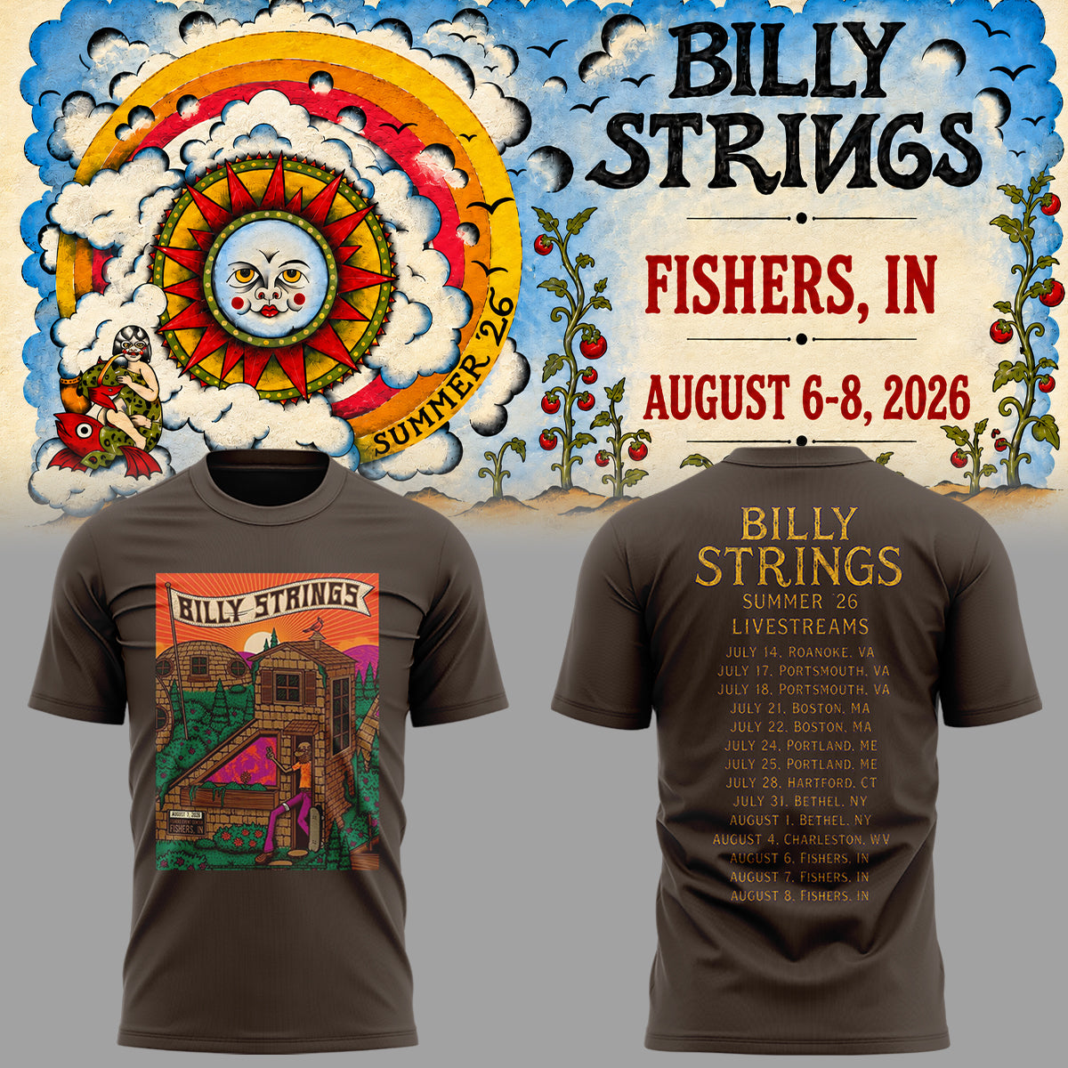 Limited Edition Billy Strings tour 2026 tshirt-ND08072623