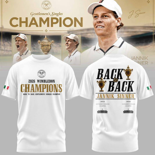 Limited Edition Jannik Sinner 2026 Wimbledon Champions T-shirt