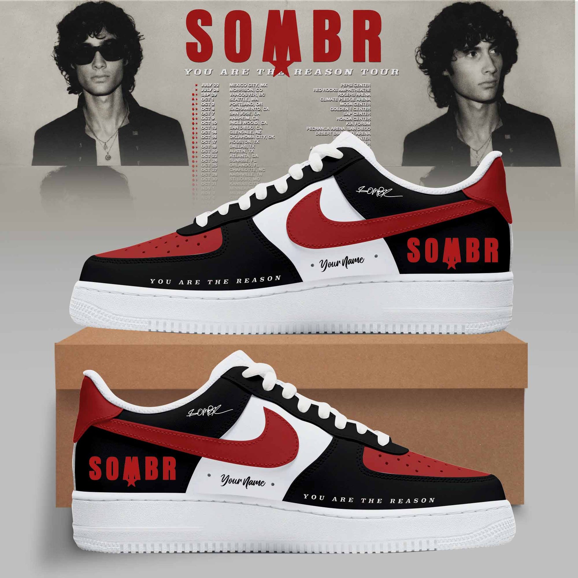 You Are The Reason Tour Premium 3D Sneakers - Black Swoosh Custom Shoes