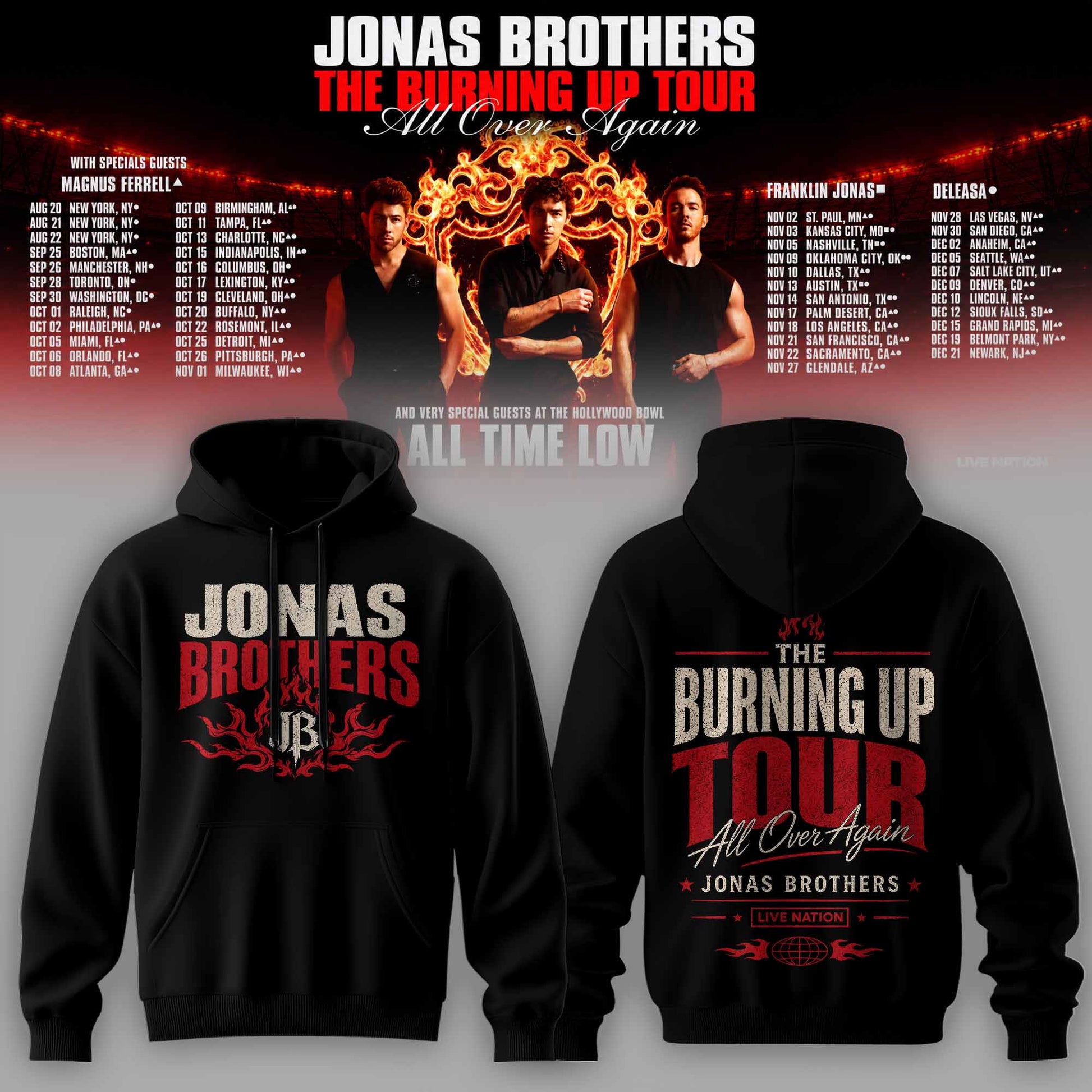 .Jns Bros The Burning Up Tour All Over Again 3D All-Over Print Hoodie V5