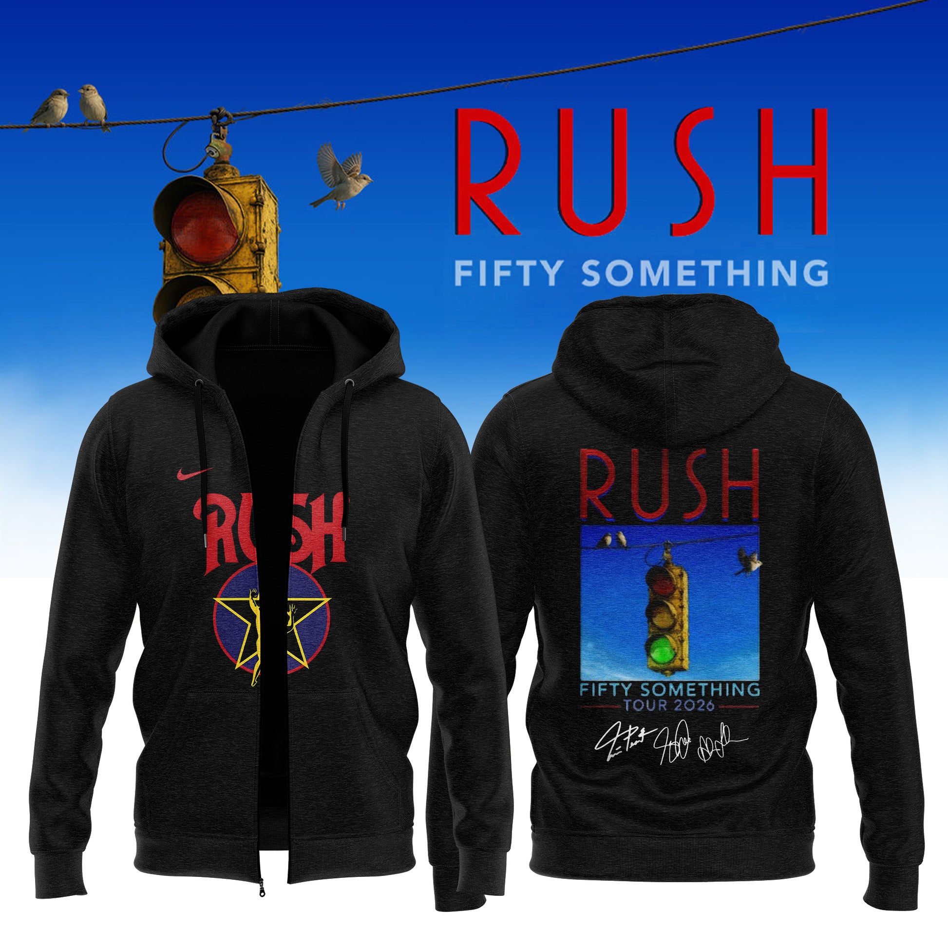 ,.RUSH "Fifty Something Tour" 2026 Signed – Zip Hoodie