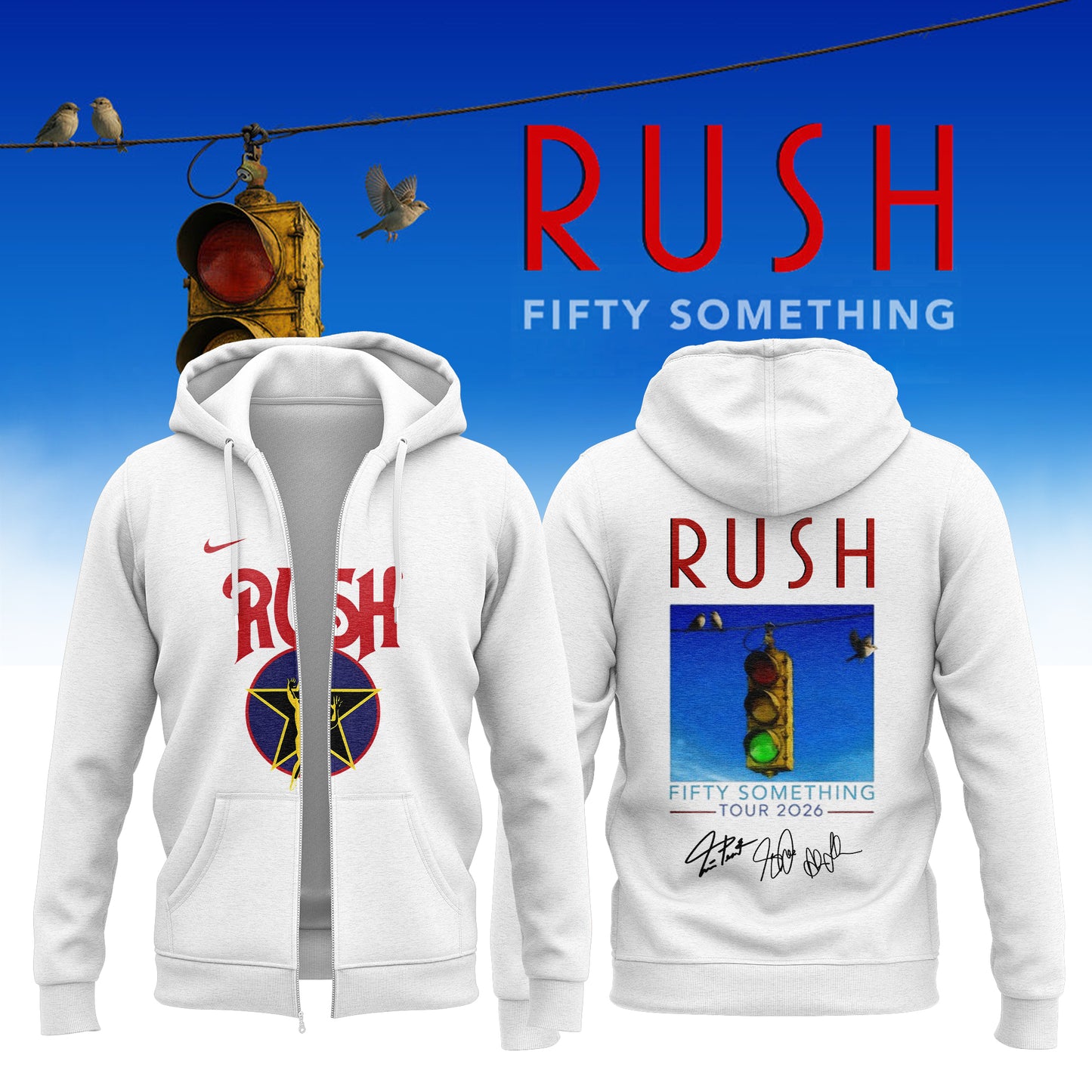 ,.RUSH "Fifty Something Tour" 2026 Signed – Zip Hoodie