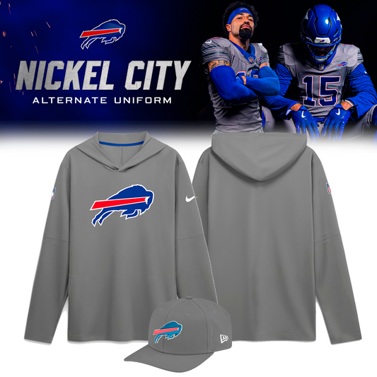 Gray Blue Buffalo Bills Nickel City Game Hoodie