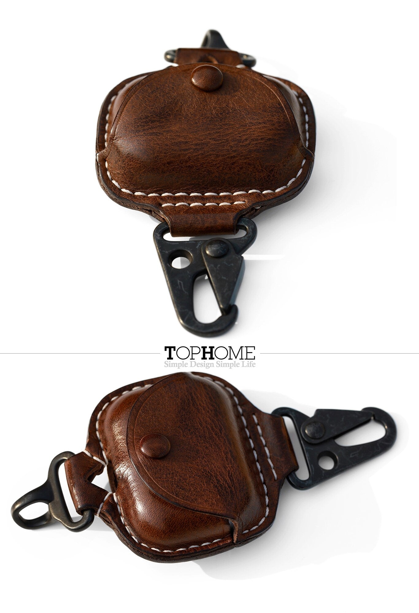 AirPods Pro Leather Case, Premium Genuine Leather Cover for AirPods Pro Case with Fine Metal Carabiner/Earbuds Accessories Thanksgiving Gift