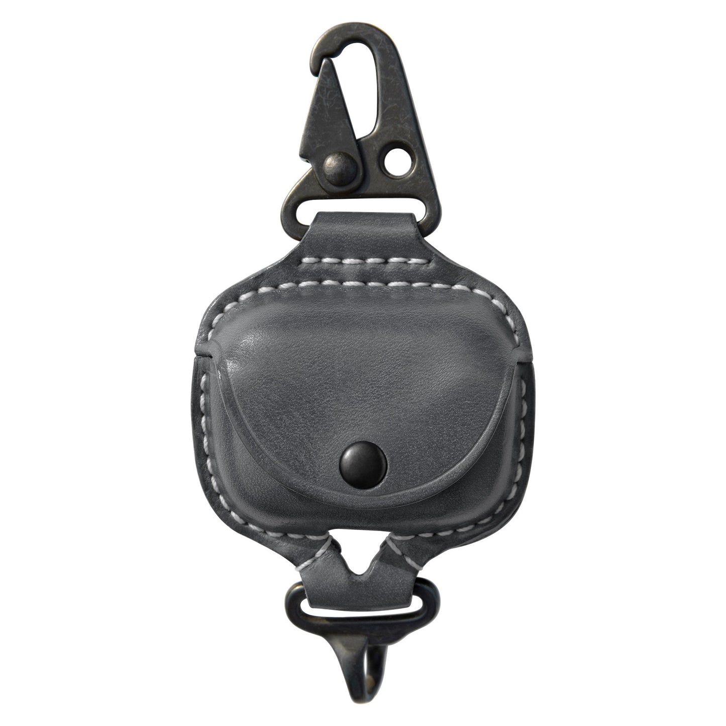AirPods Pro Leather Strap Protective Case For AirPods Pro Headphone Case , with Fine Metal Carabiner/Earbuds Accessories --Grey