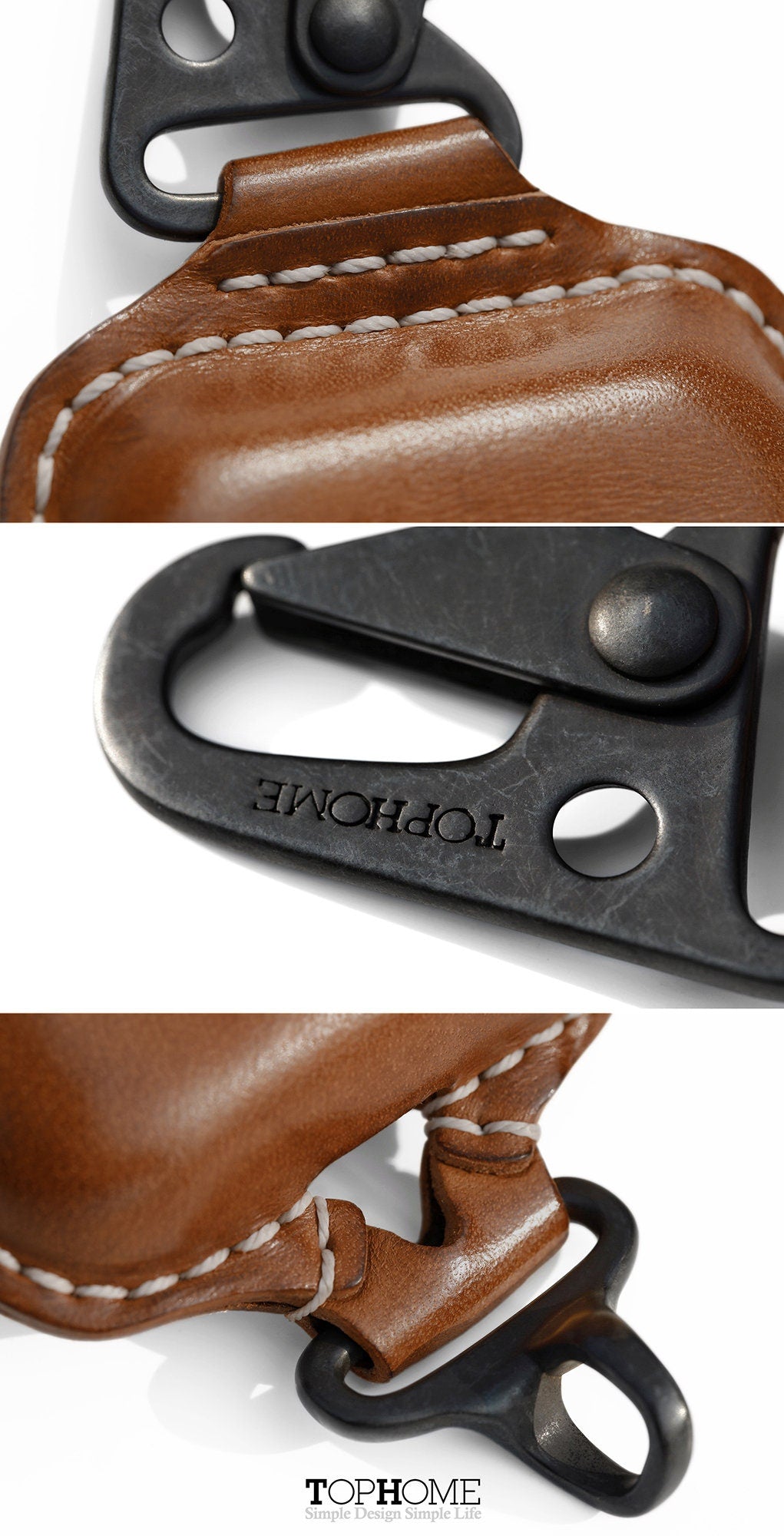 AirPods Pro Leather Strap Protective Case For AirPods Pro Headphone Case , with Fine Metal Carabiner/Earbuds Accessories -Brown