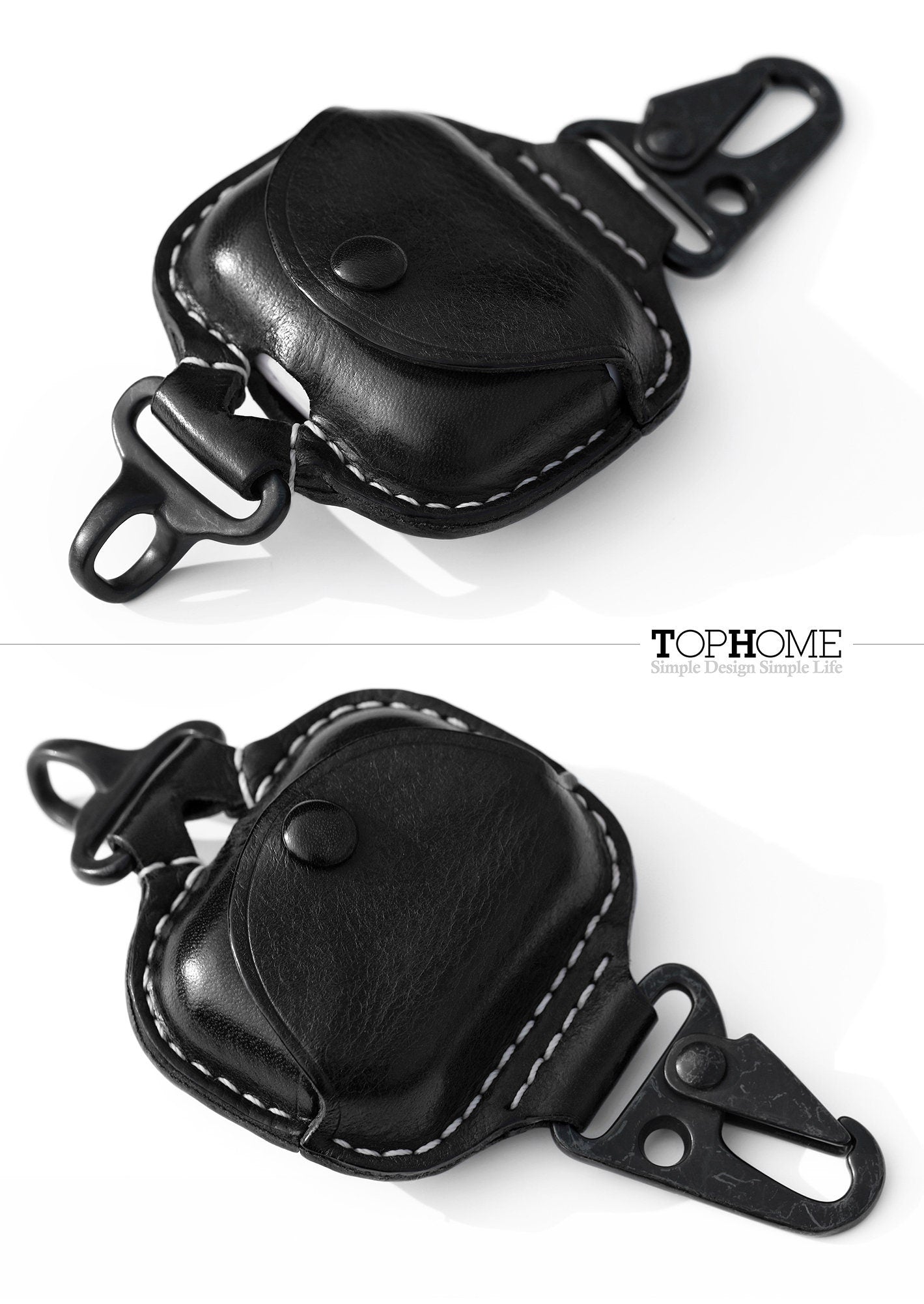 AirPods Pro Leather Strap Protective Case For AirPods Pro Headphone Case , with Fine Metal Carabiner/Earbuds Accessories Thanksgiving Gift