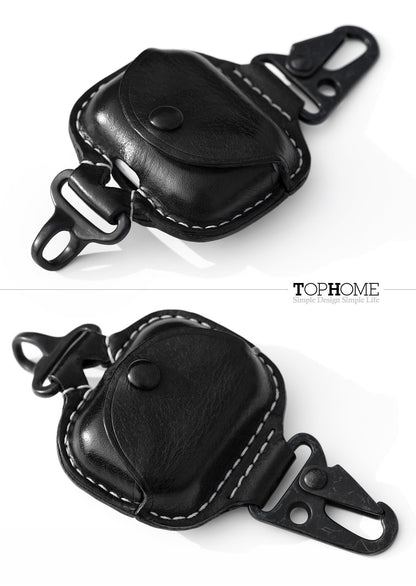 AirPods Pro Leather Strap Protective Case For AirPods Pro Headphone Case , with Fine Metal Carabiner/Earbuds Accessories Thanksgiving Gift