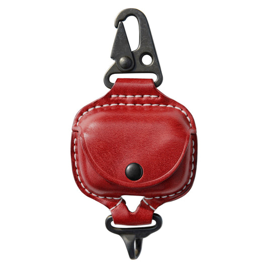 AirPods Pro Leather Strap Protective Case For AirPods Pro Headphone Case , with Fine Metal Carabiner/Earbuds Accessories ---Red