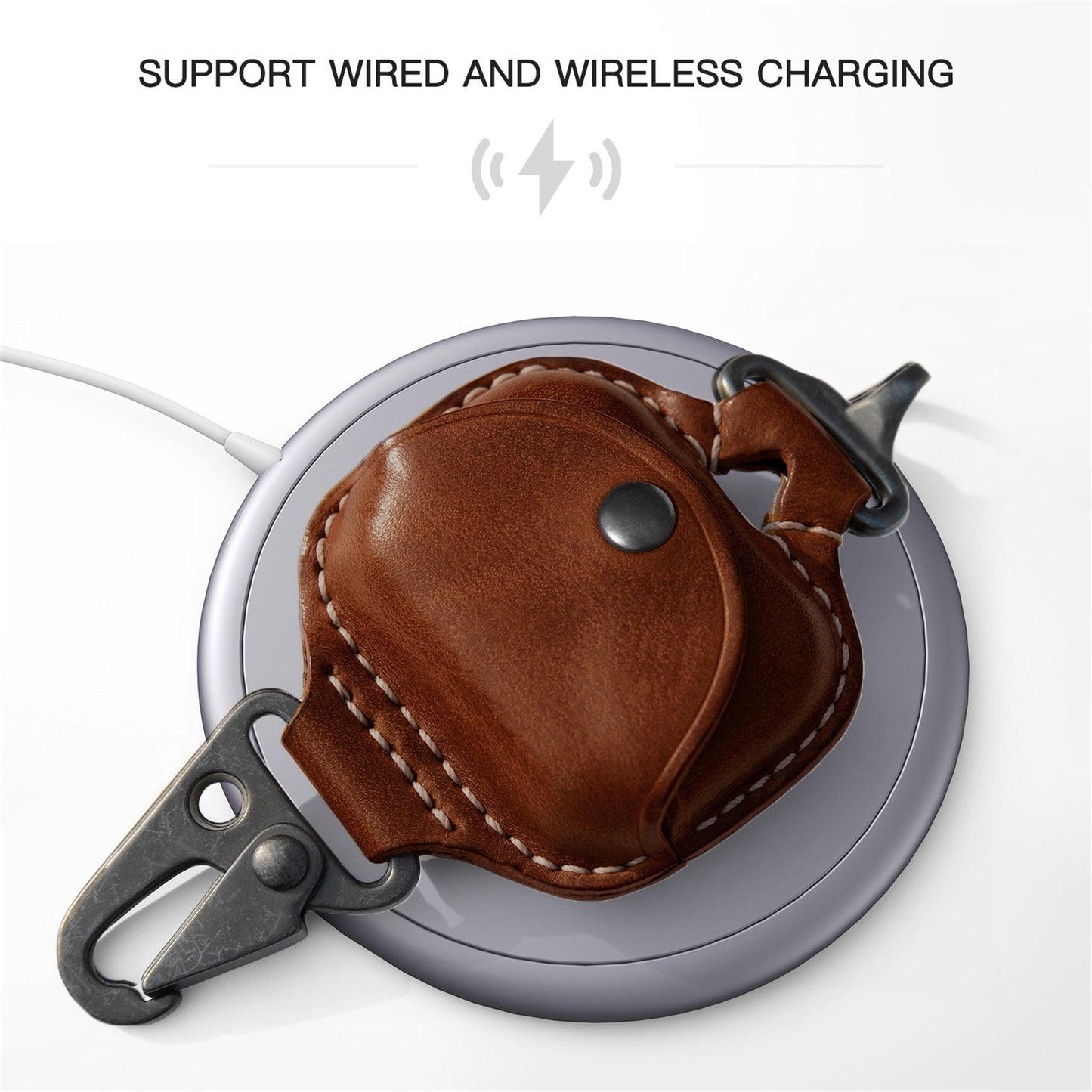 AirPods Case Premium Leather Cover for Airpods 3 Cases with Fine Metal Carabiner/Earbuds Accessories Airpods 3rd Thanksgiving Gift
