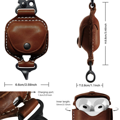AirPods Case Premium Leather Cover for Airpods 3 Cases with Fine Metal Carabiner/Earbuds Accessories Airpods 3rd Thanksgiving Gift