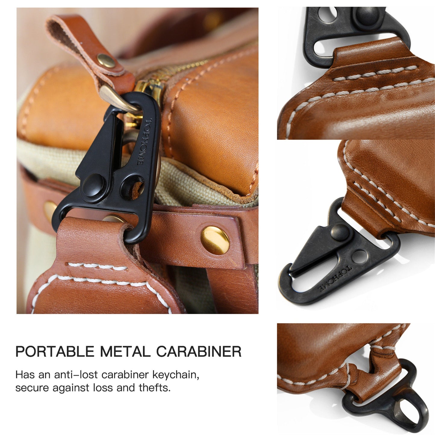 AirPods 3 Leather Strap Protective Case For AirPods 3rd Headphone Case , with Fine Metal Carabiner/Earbuds Accessories -Yellow Brown