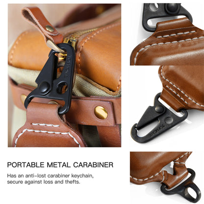 AirPods 3 Leather Strap Protective Case For AirPods 3rd Headphone Case , with Fine Metal Carabiner/Earbuds Accessories -Yellow Brown