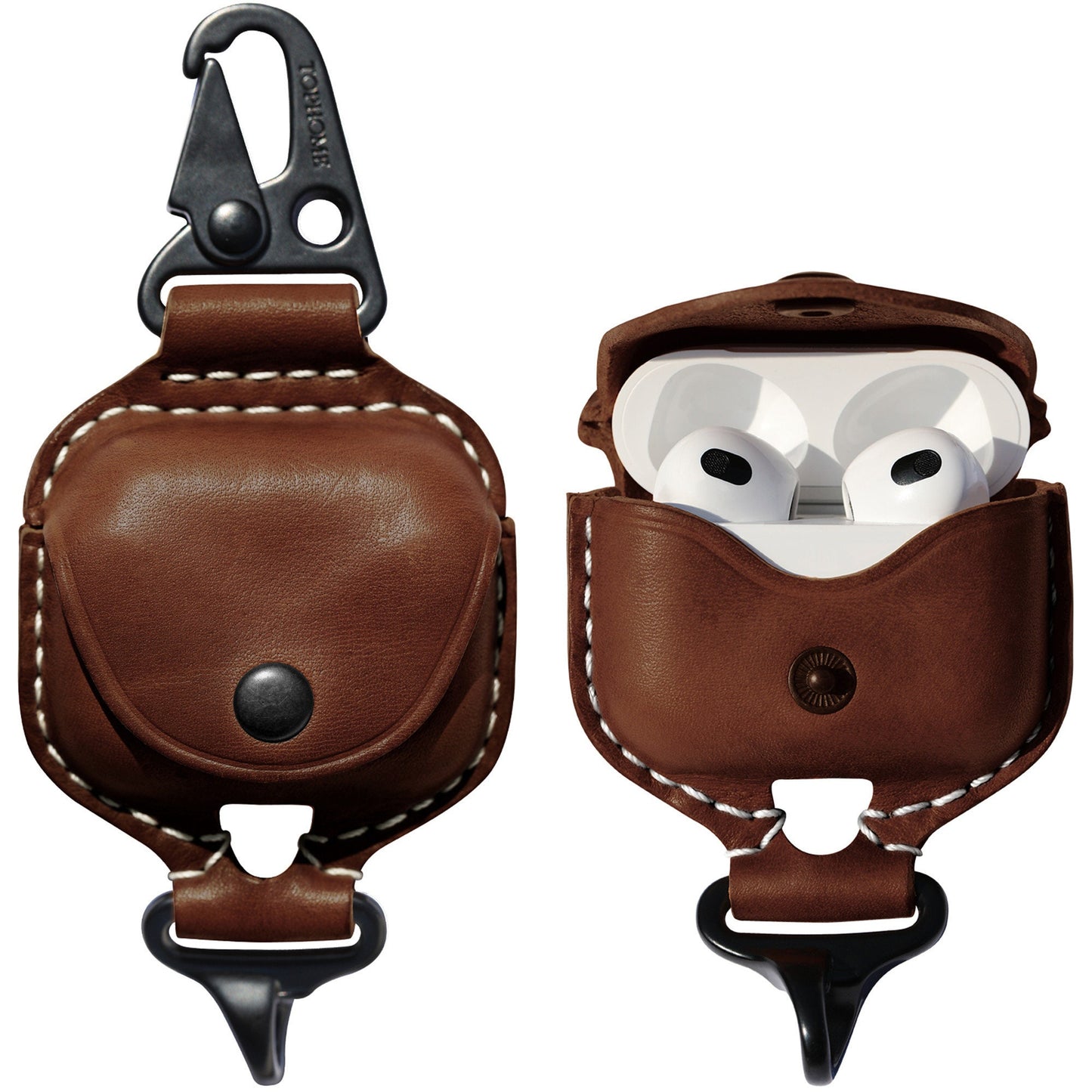 AirPods Case Premium Leather Cover for Airpods 3 Cases with Fine Metal Carabiner/Earbuds Accessories Airpods 3rd Thanksgiving Gift