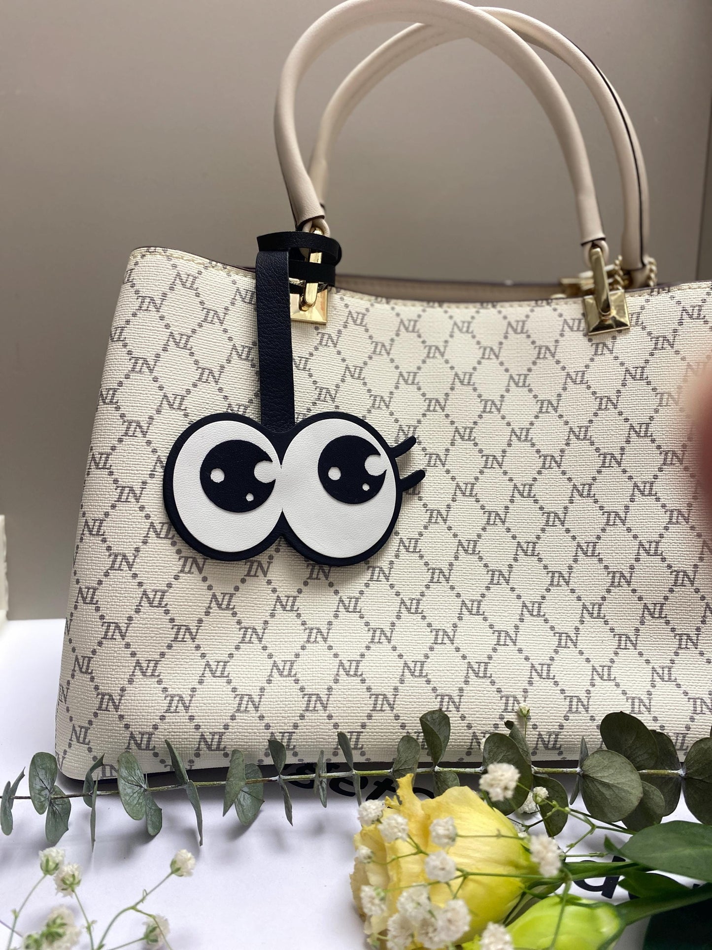 Cute big eye Charm,Leather Bag Charm,Leather Handbag and Purse Charm,Cute eye Keychain,Leather Gift,Bag Charm for Handbag,kawaii bag charm |