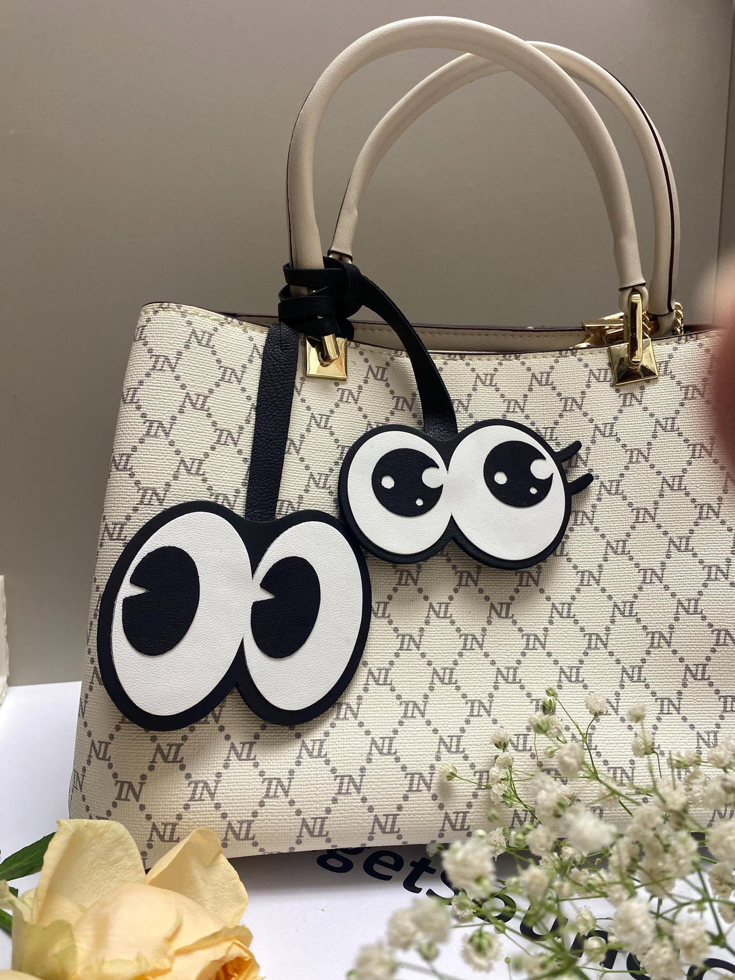 Cute big eye Charm,Leather Bag Charm,Leather Handbag and Purse Charm,Cute eye Keychain,Leather Gift,Bag Charm for Handbag,kawaii bag charm |