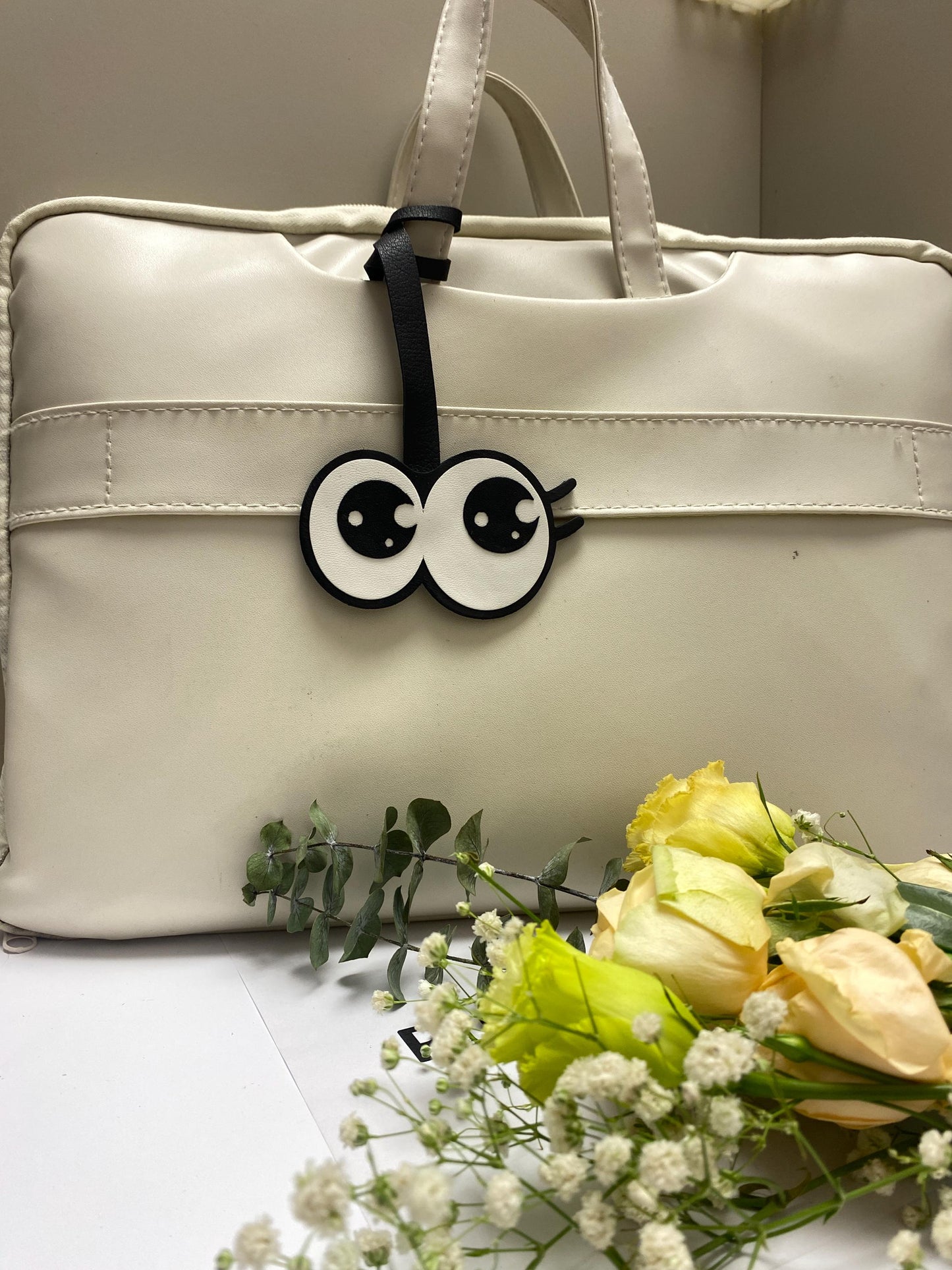 Cute big eye Charm,Leather Bag Charm,Leather Handbag and Purse Charm,Cute eye Keychain,Leather Gift,Bag Charm for Handbag,kawaii bag charm |