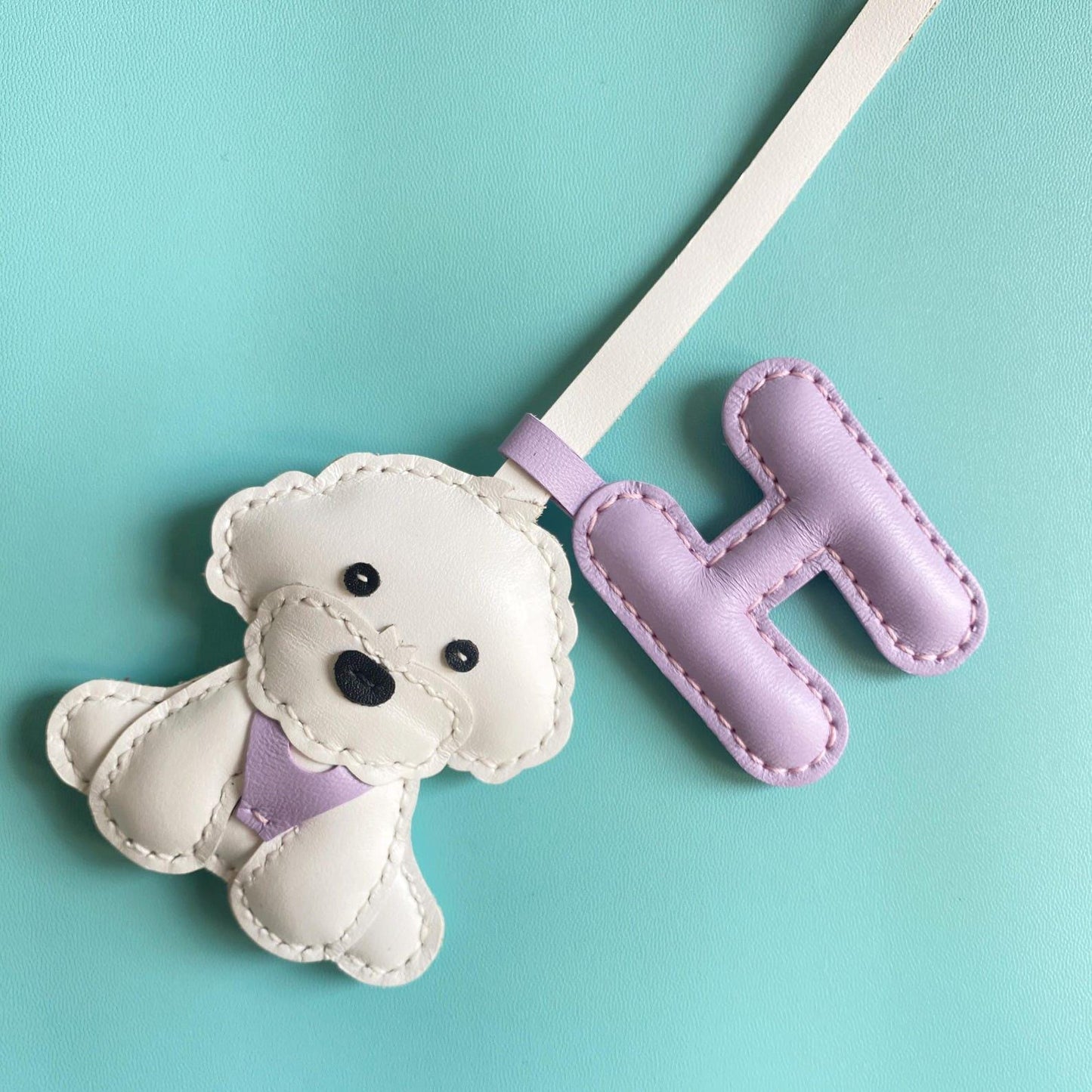 Personalized custom pets dog,Leather Bag Charm, Bichon frise Charm,Handbag and Purse Charm,dog Keychain,pets birthday Gift,dog mon gifts