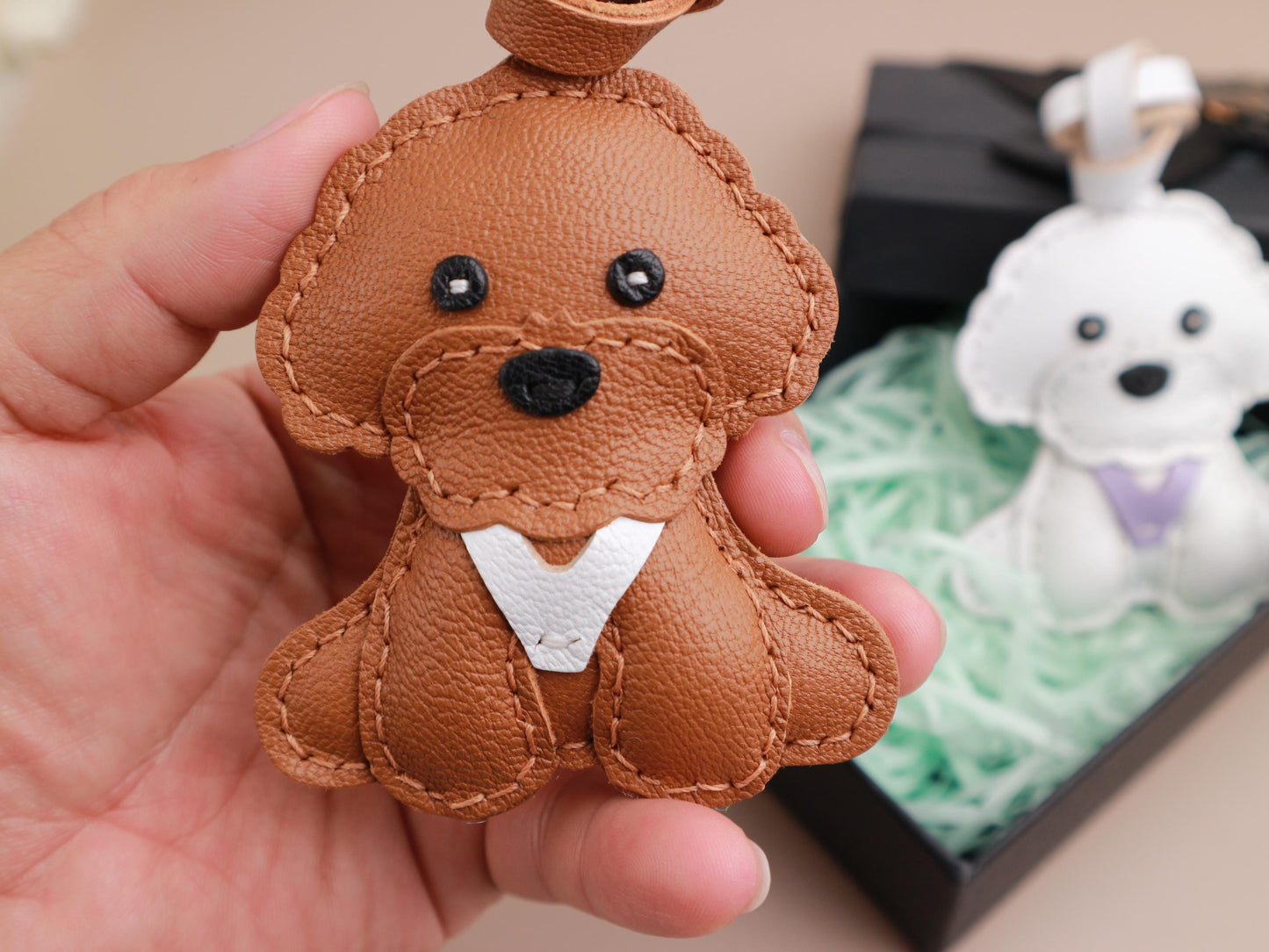 Personalized custom pets dog,Leather Bag Charm, Bichon frise Charm,Handbag and Purse Charm,dog Keychain,pets birthday Gift,dog mon gifts