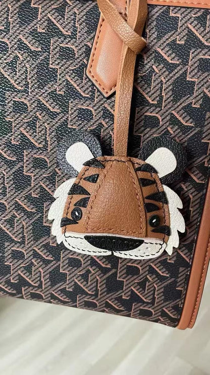 Handmade Leather Tiger Charm,Leather Bag Charm,Cute Tiger Leather Purse Charm,Tiger Keychain,Bag Charm for Handbag,Animal Keychain