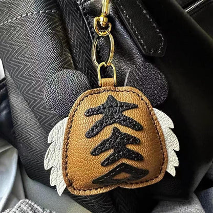 Handmade Leather Tiger Charm,Leather Bag Charm,Cute Tiger Leather Purse Charm,Tiger Keychain,Bag Charm for Handbag,Animal Keychain