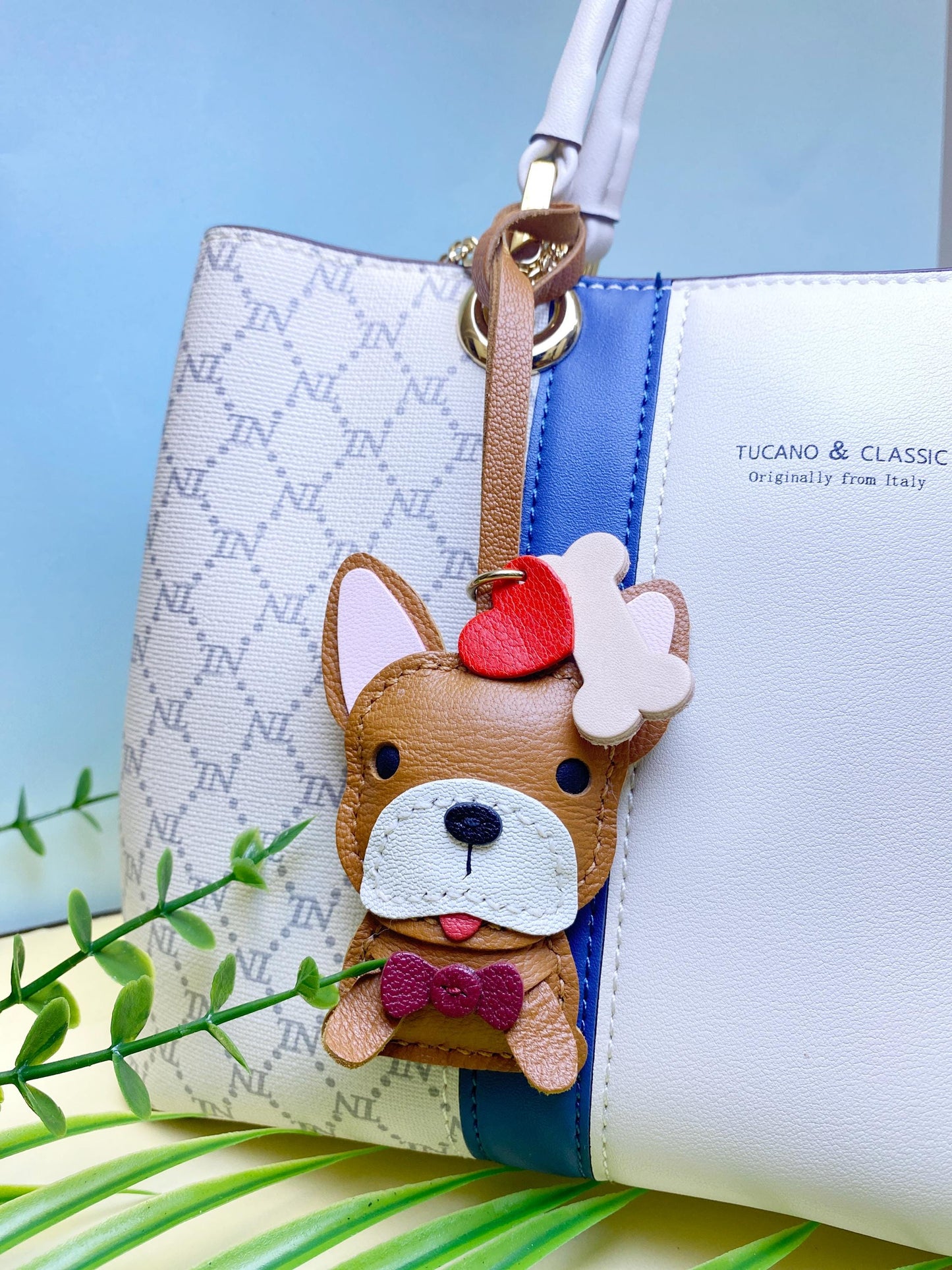 French Bulldog Bag Charm,Leather bag Charm,Cute French Bulldog Leather Handbag/ Purse Charm, French Bulldog Keychain,frenchie dog Bag Charm