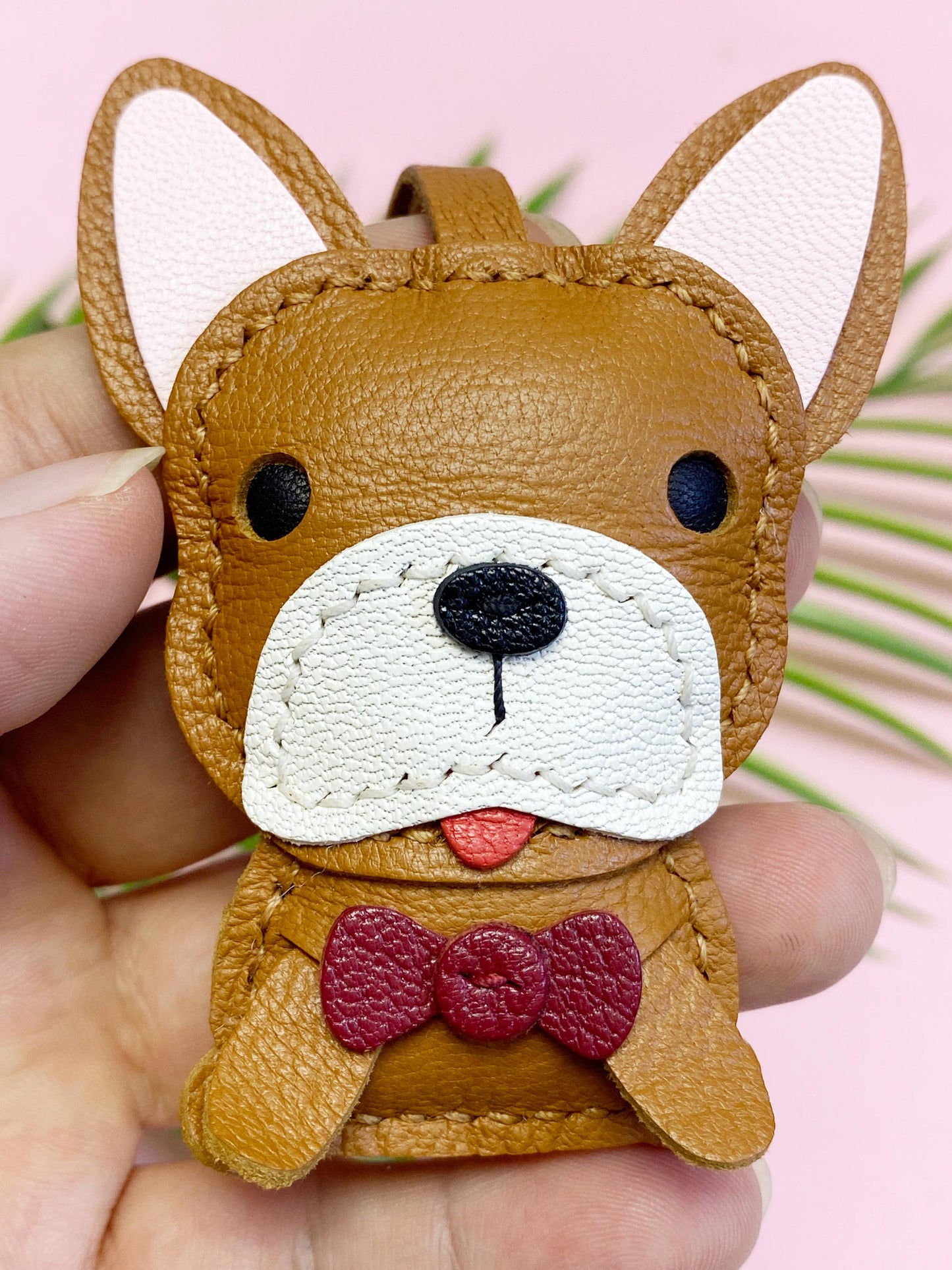 French Bulldog Bag Charm,Leather bag Charm,Cute French Bulldog Leather Handbag/ Purse Charm, French Bulldog Keychain,frenchie dog Bag Charm