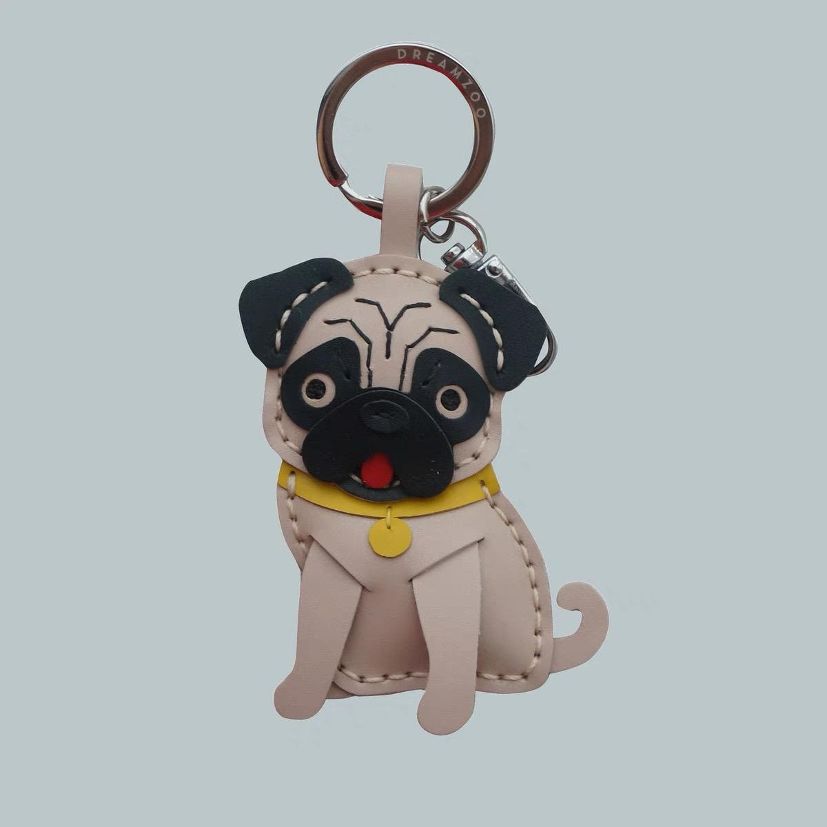Handmade Leather pug charm Bag Charm, Leather Bag Charm,dog Charm, Cute pet Leather Handbag/ Purse Charm,Dog Lovers  gift,pet Keychain