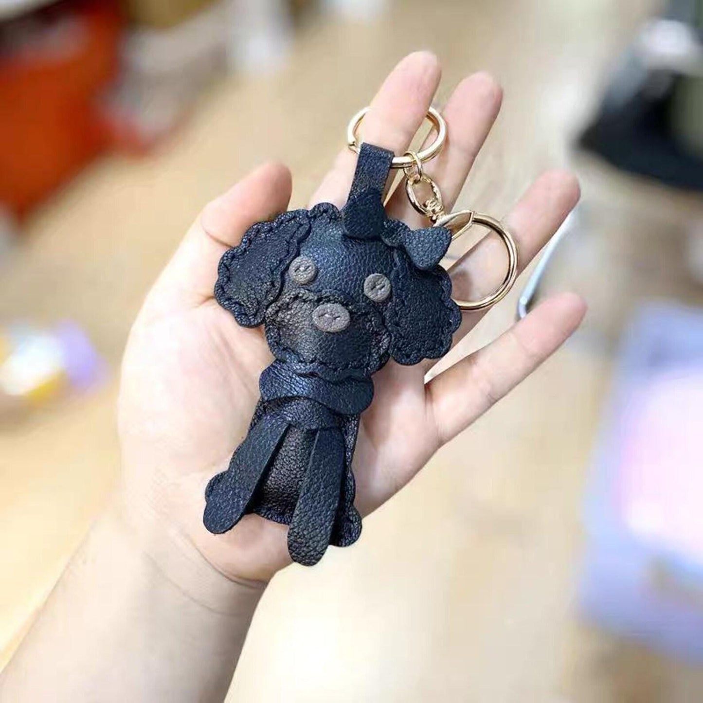 Teddy Bear dog Charm, leather Bag Charm,Handmade Poodle Puppy Dog bag charms, Cute Bear Leather Handbag and Purse Charm,Pet keychain charm