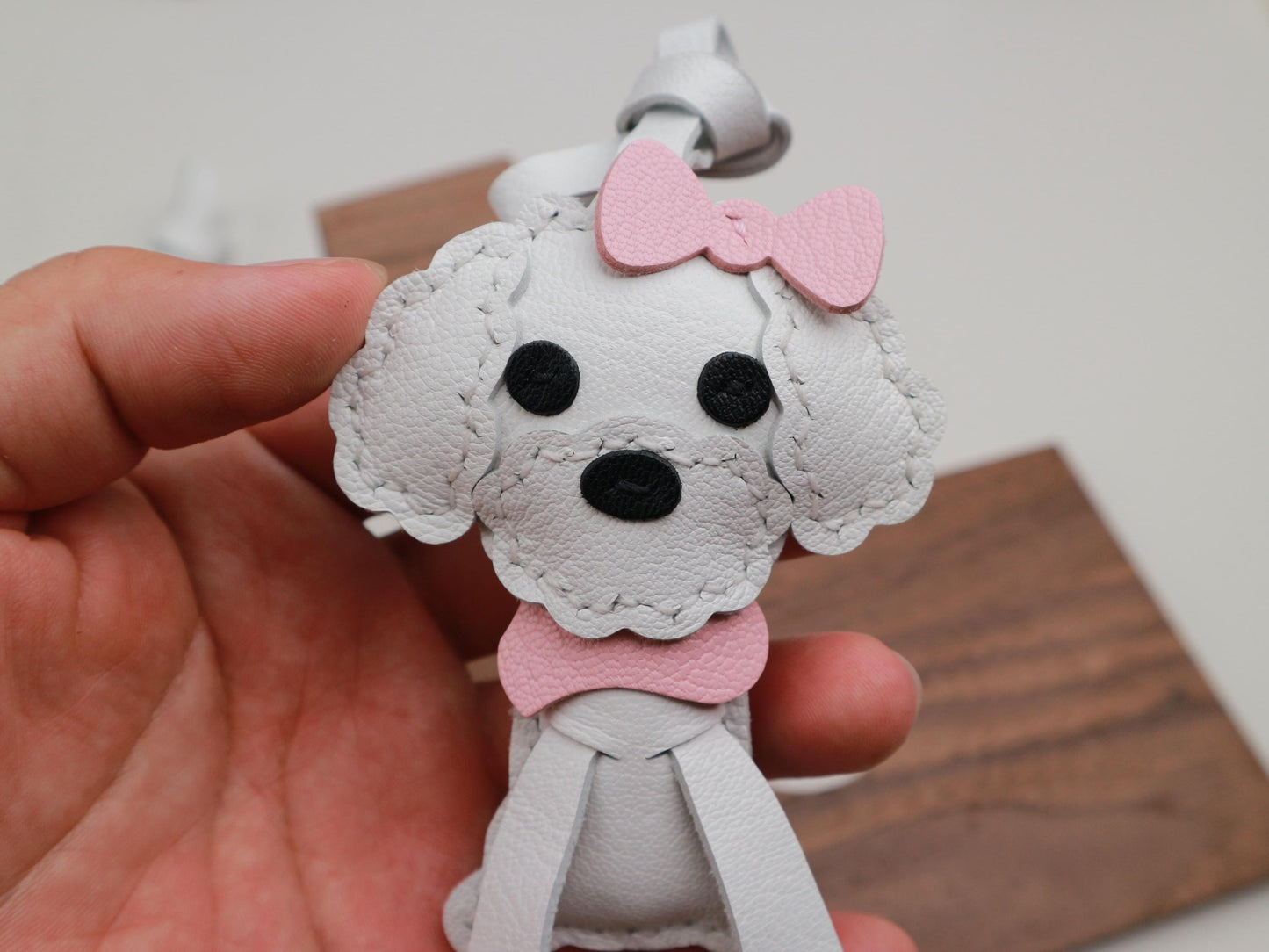 Teddy Bear dog Charm, leather Bag Charm,Handmade Poodle Puppy Dog bag charms, Cute Bear Leather Handbag and Purse Charm,Pet keychain charm