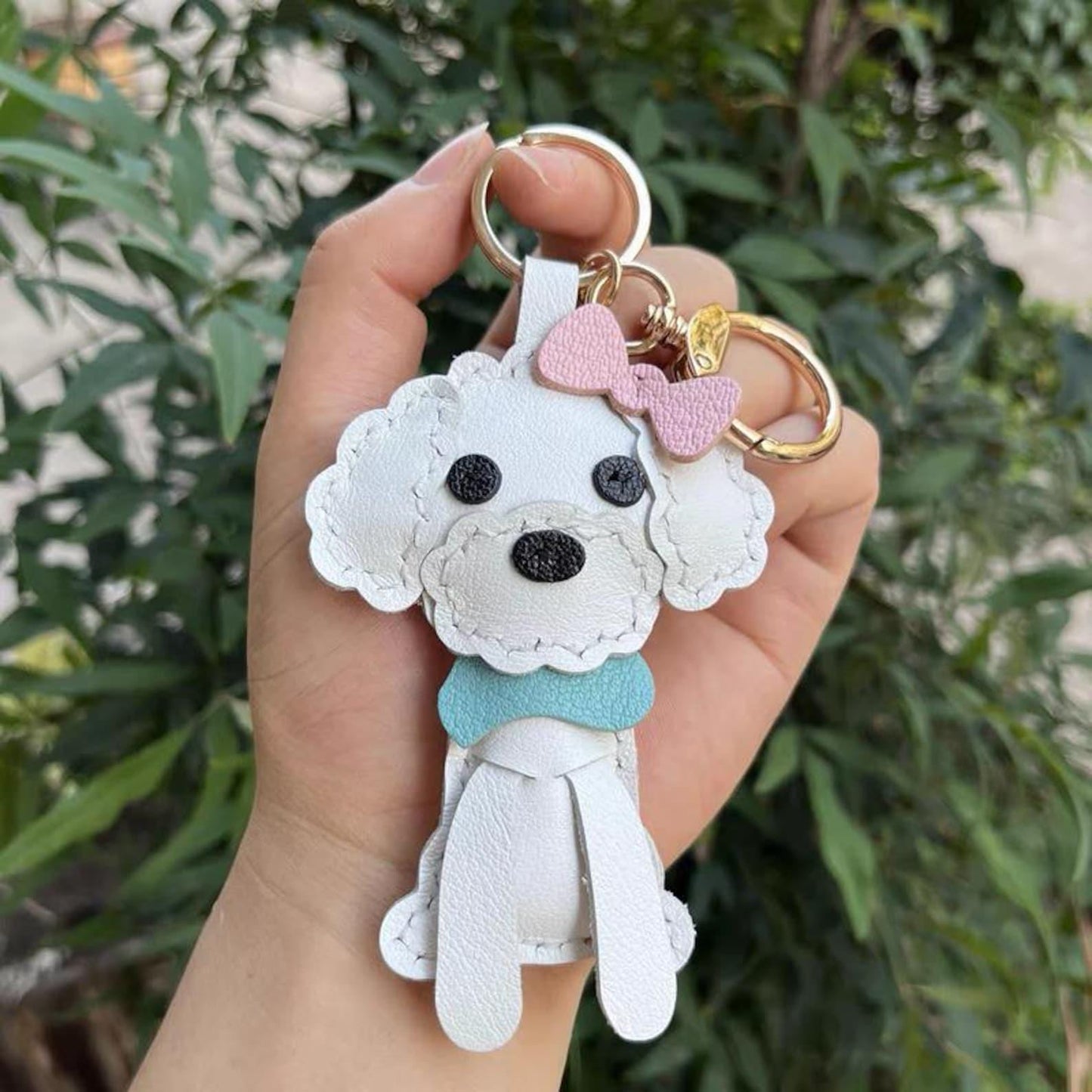 Teddy Bear dog Charm, leather Bag Charm,Handmade Poodle Puppy Dog bag charms, Cute Bear Leather Handbag and Purse Charm,Pet keychain charm